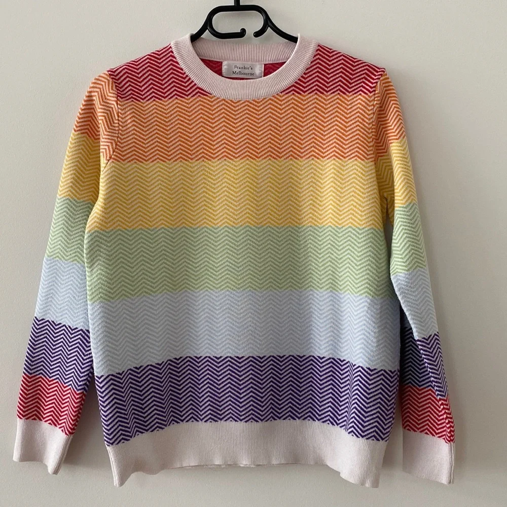 ⬇️ PRICE DROP ⬇️ Frankie’s Melbourne - Rainbow Striped Knit Jumper - Picture 1 of 10